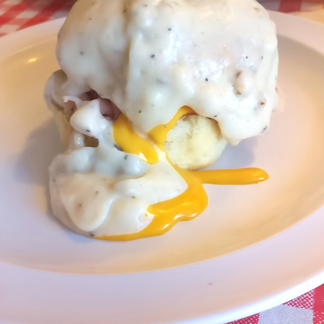 Country Fried Steak Biscuit Topped with Gravy