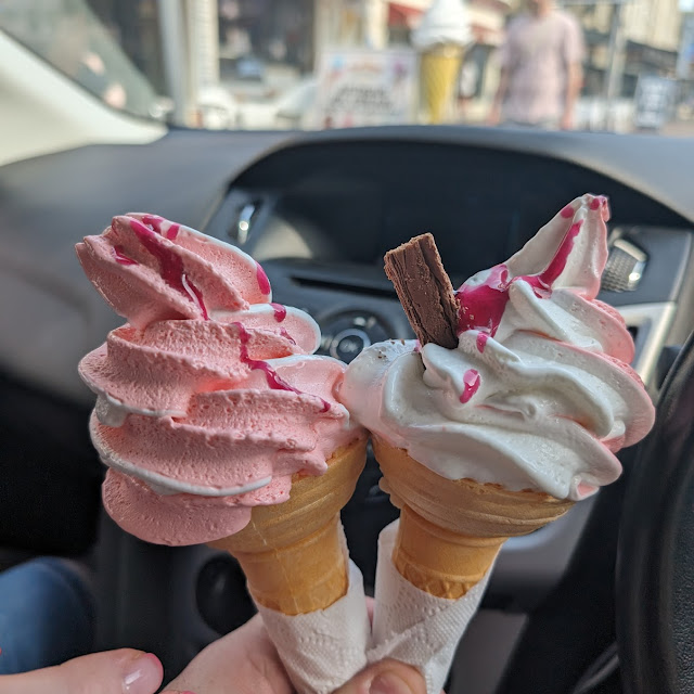 Pink and White Ice Cream Cone