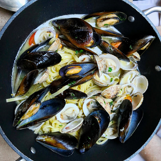 Mixed Mussels in a Pan