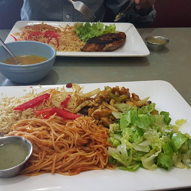 Rice and Pasta with Chicken Breast Peices with Salad
