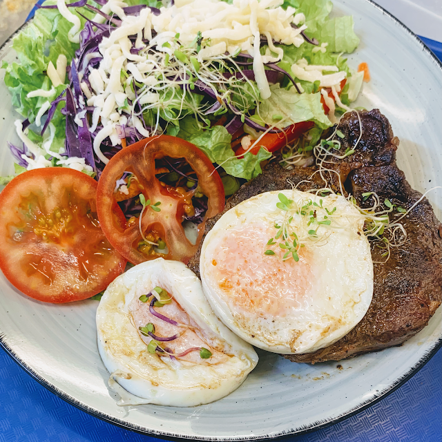 Steak Eggs and Salad