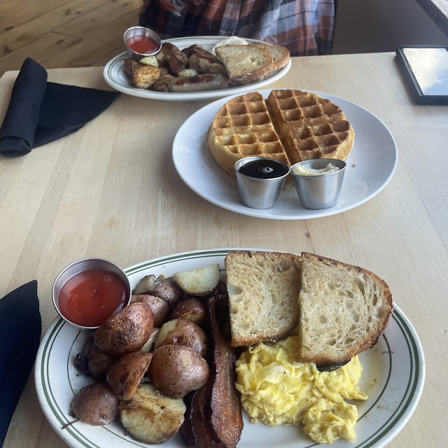 Sausage Link Scrambled Eggs and Sourdough Toast