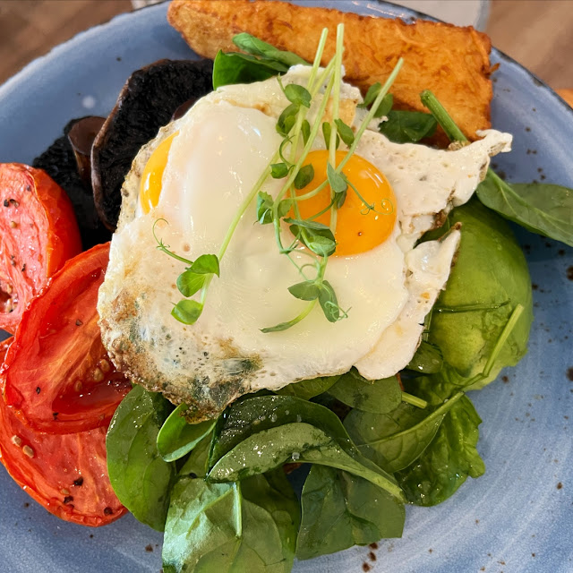 Breakfast with Fried Eggs and Mushrooms