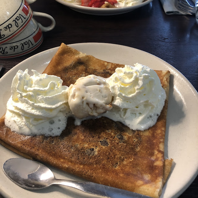 Creperie with Apple Crumble Salted Caramel Cream and Ice Cream