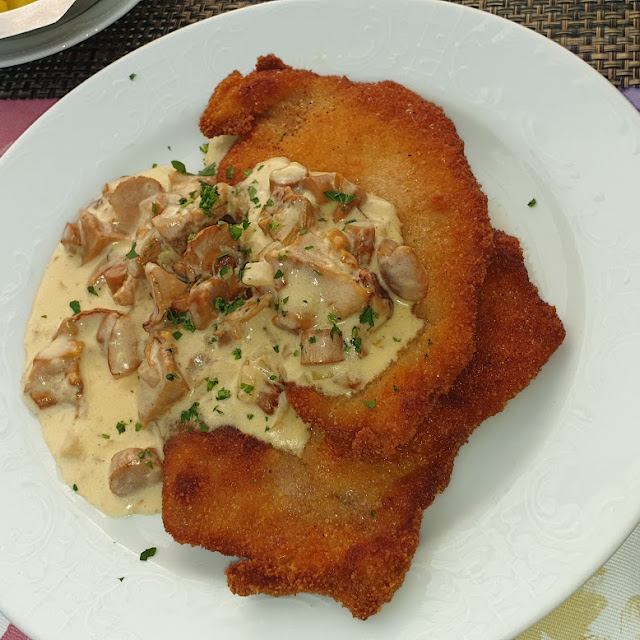 Schnitzel Mit Pfifferlingrahmsoße & Bandnudeln Mit Hühnchen Championrahmsoße