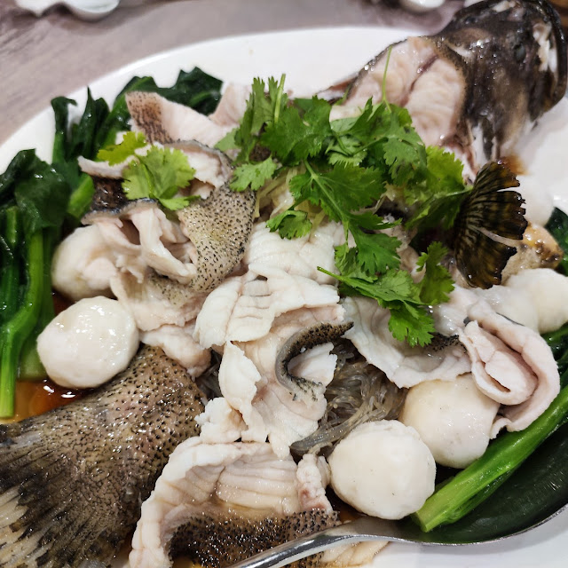 Steamed Grouper Fish & Homemade Fishballs with Soy Sauce
