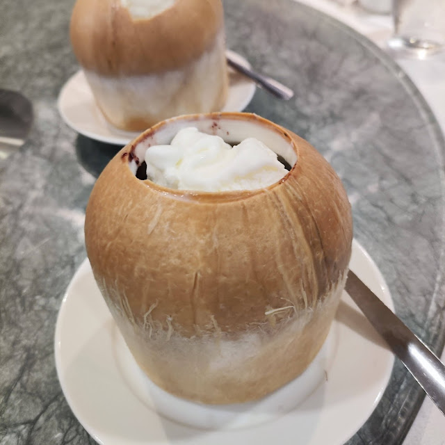 Black Glutinous Rice with Ice Cream in Coconut
