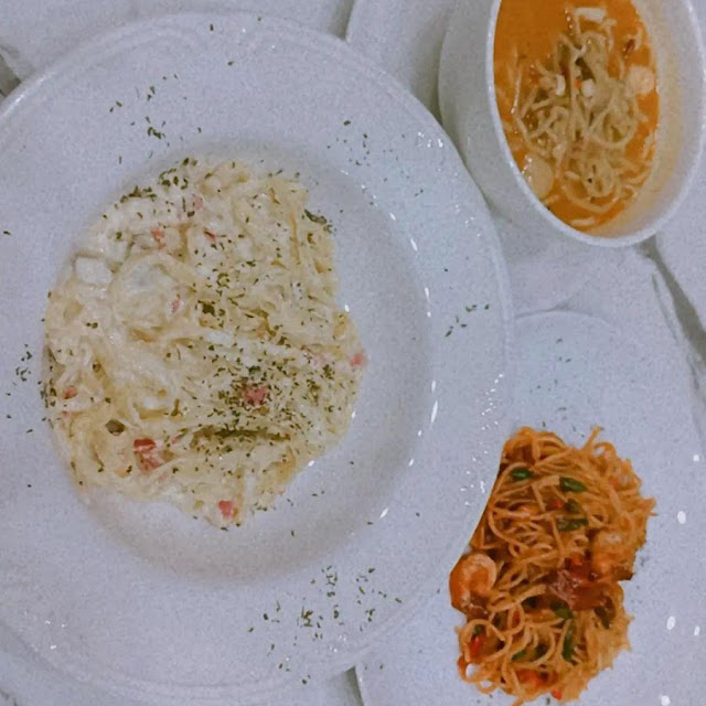 Spaghetti Carbonara Spaghetti Spicy with Shirm