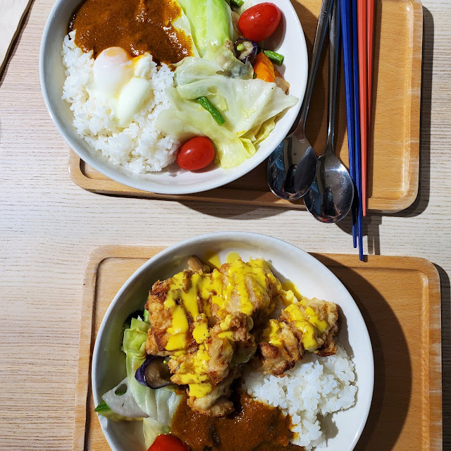Veggie and Deep Fried Chicken Rice
