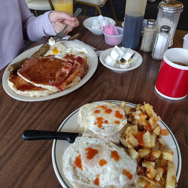Sausage Gravy and Biscuits with 2 Eggs over Medium
