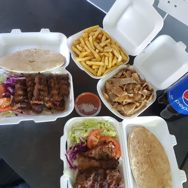 Kofte Kebab Doner Kebab Chips and Pepsi