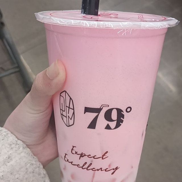 Coconut Milk Tea with Berry Cherry Cream and Crystal Boba