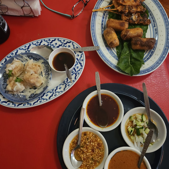 Chicken Satay and Pork Dumplings