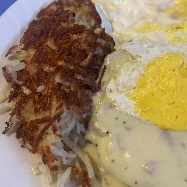 Country Fried Steak Two Eggs Any Style and Hash Browns
