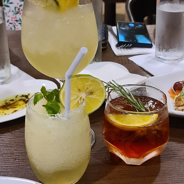 Frozen Margarita Upper Cocktail White Wine Sangria and Darker Cocktail Negroni