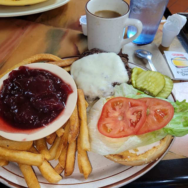 Swiss Cheese Burger and Cranberry Sauce