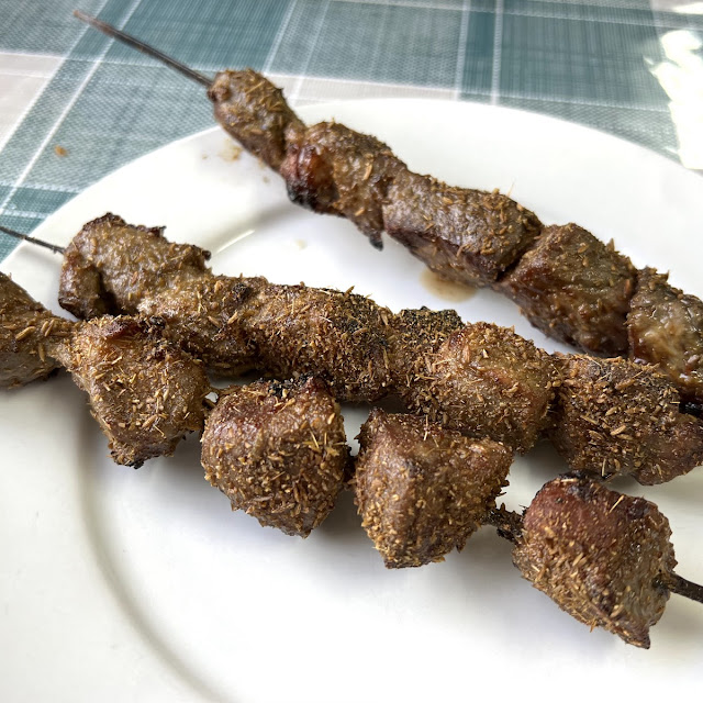 Lamb Rib Skewer on Xinjiang Naan