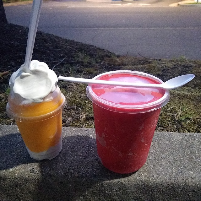 Mango Custard Ray's Rocket and Quart of Cherry Water Ice