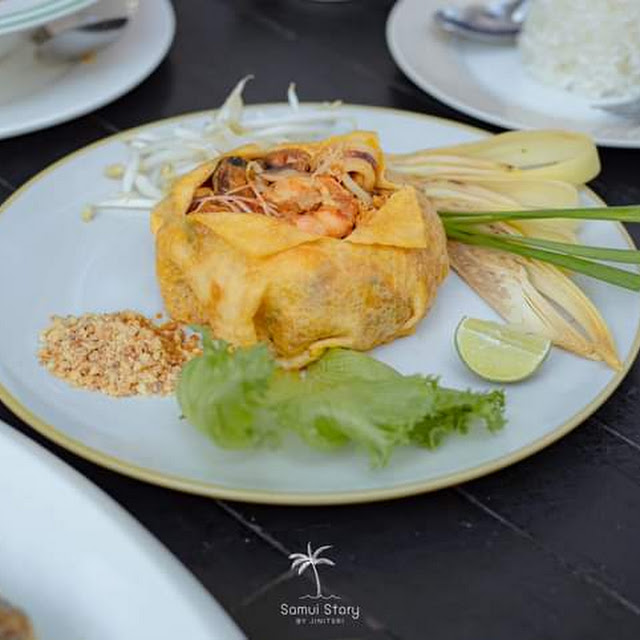 Seafood Pad Thai Wrapped in Egg