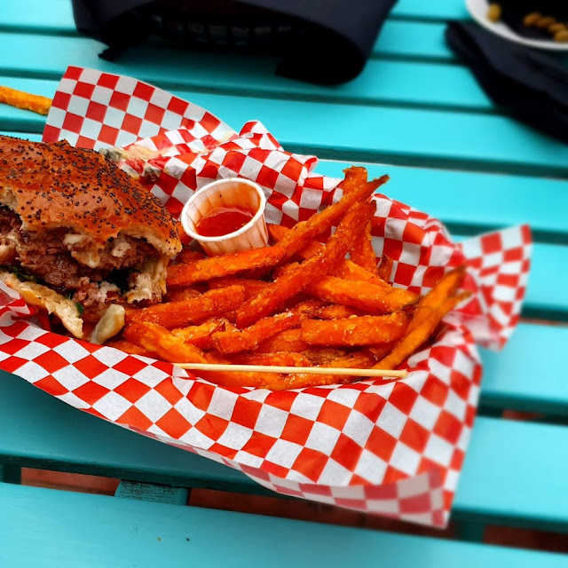 Messi Burger with Sweet Potato Fries