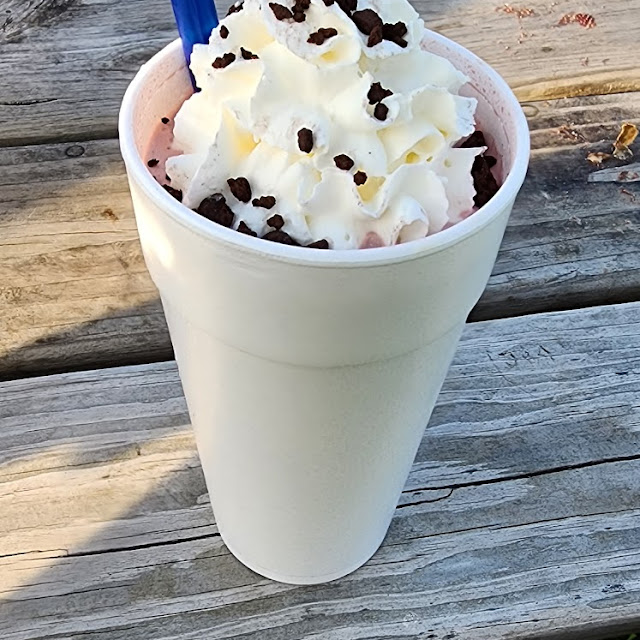 Black Rasberry Hot Fudge Shake with Brownie