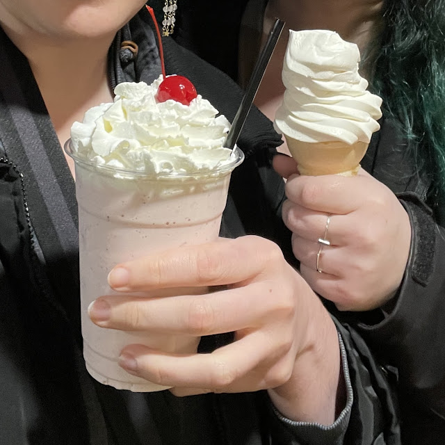 Strawberry Shake and Vanilla Soft Serve