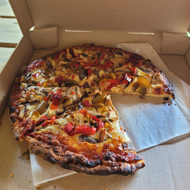Pizza Green Peppers Mushrooms and Fish