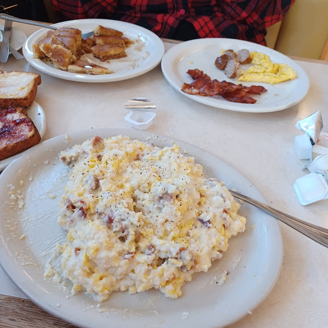 2-2-2 with Coffee Then Grits Eggs Bacon Toast & Coffee