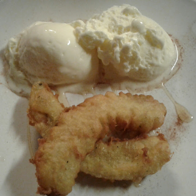Banana Fritter and Ice Cream at Living Room Restaurant Batu Ferringhi Penang Malaysia
