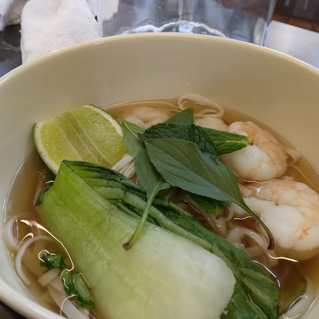 House Made Pho with Shrimp Bok Choy and Thai Basil