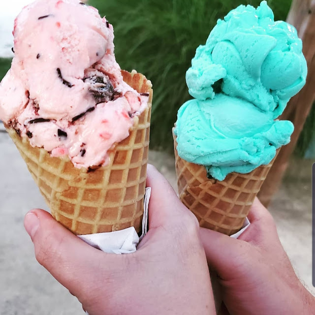 Blue Moon Ice Cream in a Waffle Cone