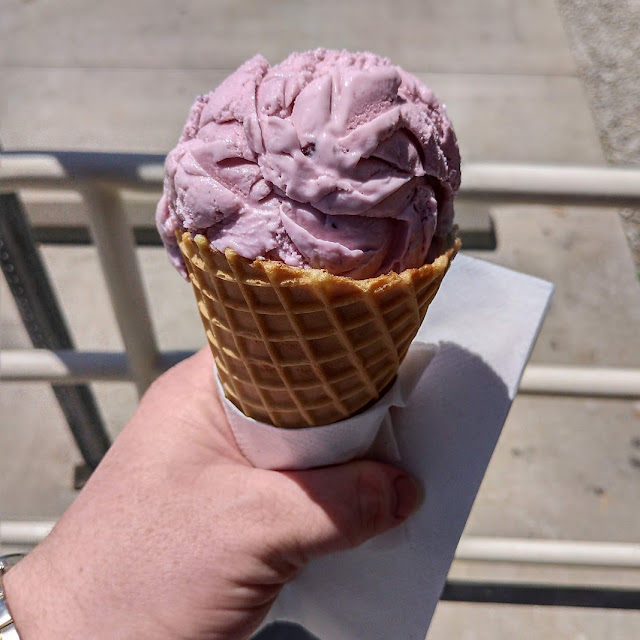 Blueberry Ice Cream in a Waffle Cone
