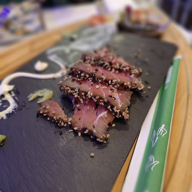Almadraba Tuna Tataki Soy Sauce And Black And White Sesame