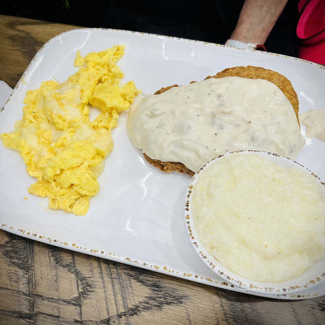 Country Fried Steak with Hash Browns and Biscuits and Gravy
