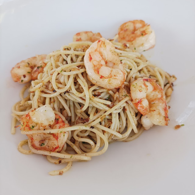 Spaghettis Oignons Crevettes