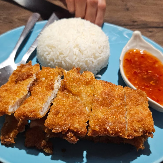 deep fried chicken on rice ข้าวไก่ทอด