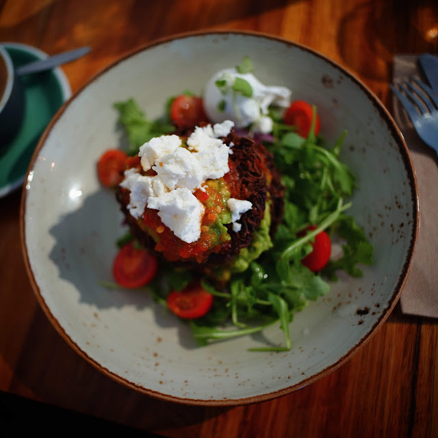 Sweet Potato Fritter w Goat Cheese & Poached Egg