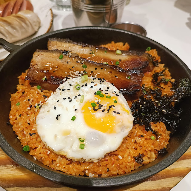 Kimchi Fried Rice with Maple Bacon Slab