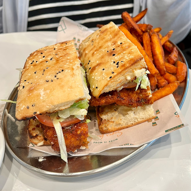 Truffle Chicken Sando with Sweet Potato Fries