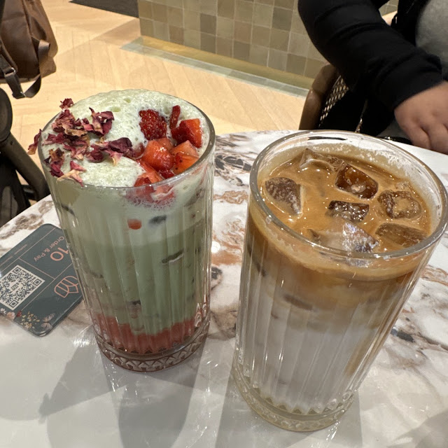 Strawberry Matcha & Almond Cappuccino with Hazelnut