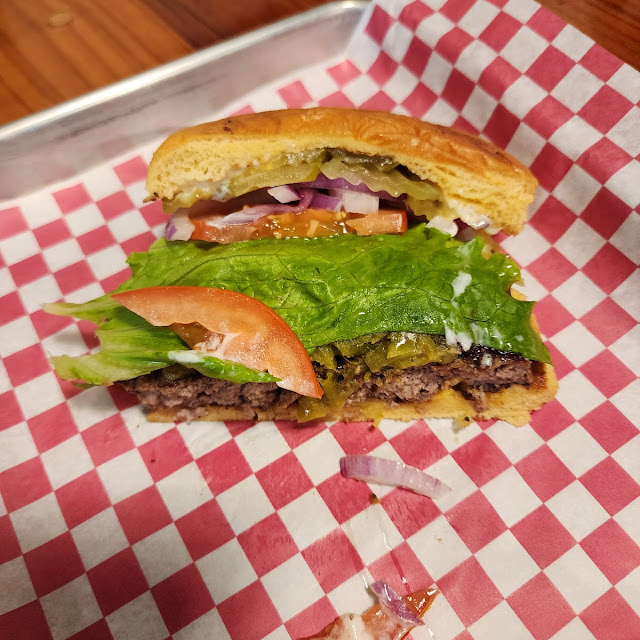 Hatch Chili Burger with Fries