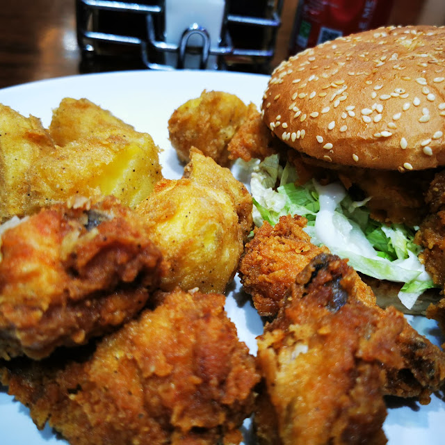 Chicken Burger Wings and Potatoes