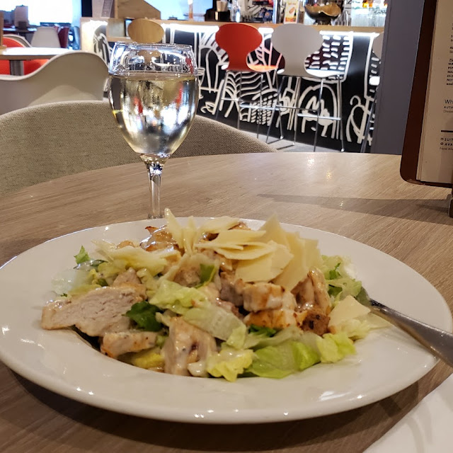 Chicken Caesar Salad and White Bordeaux