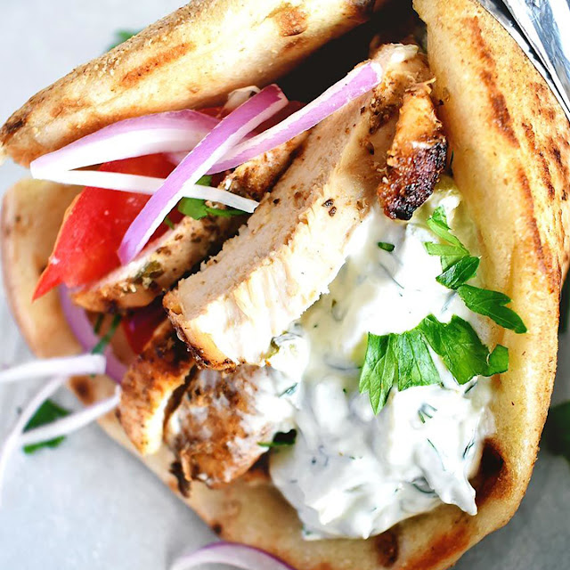 Chicken Gyro Only with Gyro Sauce Lettuce and Homemade Salsa