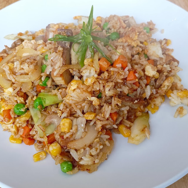 Fried Coconut Rice with Sweet Chicken