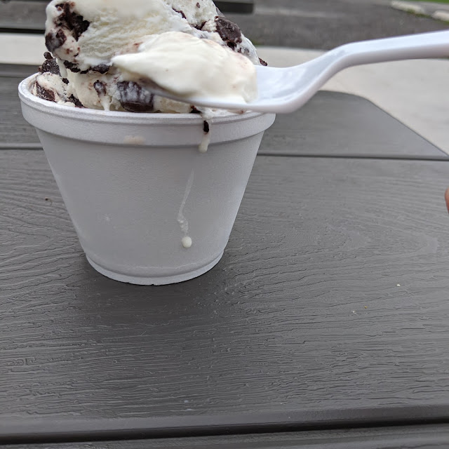 Custom Sunday Apple Pie Filling and Peanut Butter Sauce on Vanilla Soft Serve