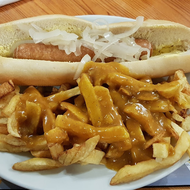 Giant Hotdog and Chips with Curry