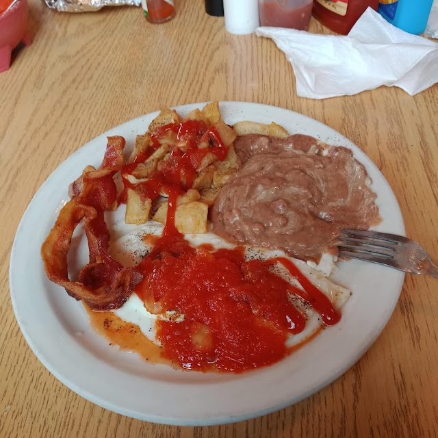 Huevos Rancheros Breakfast Plate with Condiments