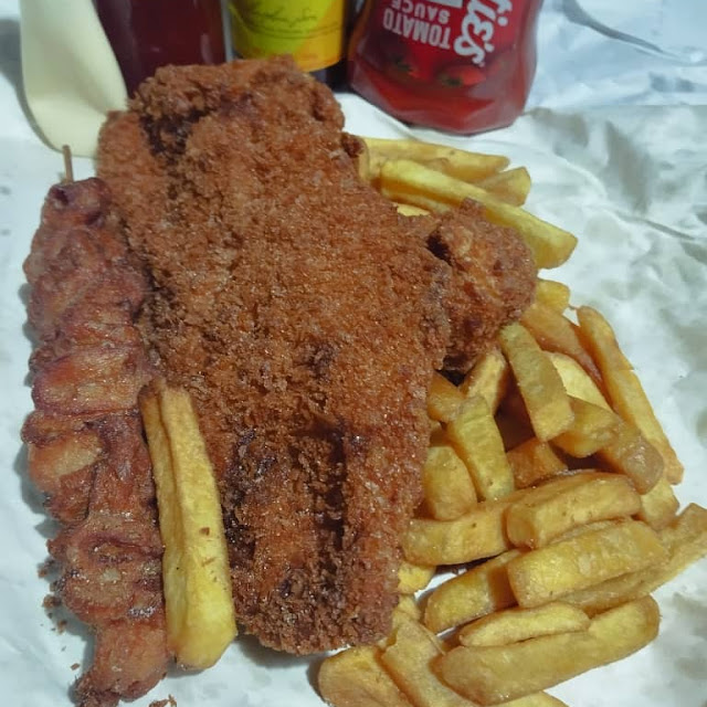 Crumbed Blue Cod Chips Crumbed Mushrooms Chicken Skewer