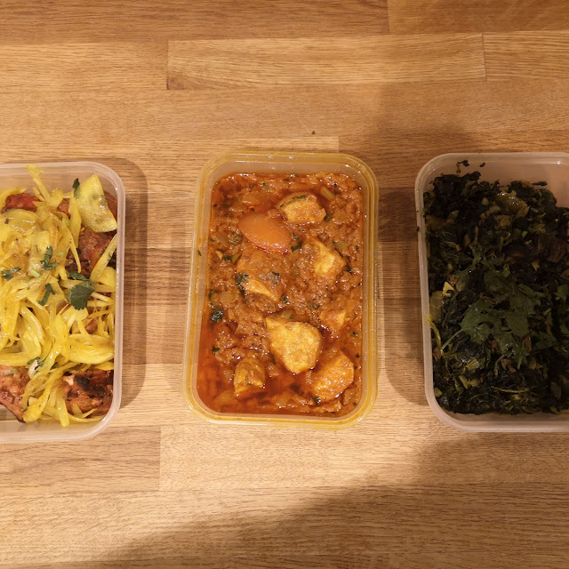 Chicken Tikka Main Chicken Bhuna Sag Bhaji